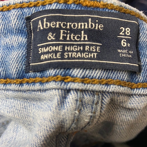 Abercrombie & Fitch Simone High Rise Ankle Straight Blue Distressed Jeans 28W 6R - Picture 10 of 13